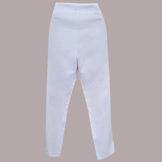 Malibu Italian White Stretch Cropped Summer Trousers UK 10 US 6 EU 38 IT 42 - Timelessfashions