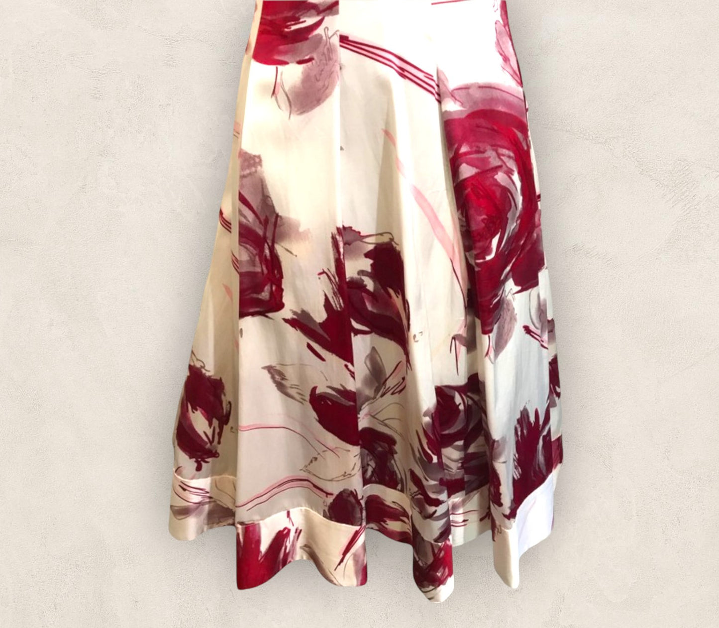 Coast Ivory Red Floral Silk Cotton Mix Dress UK 10 US 8 EU 38 Timeless Fashions