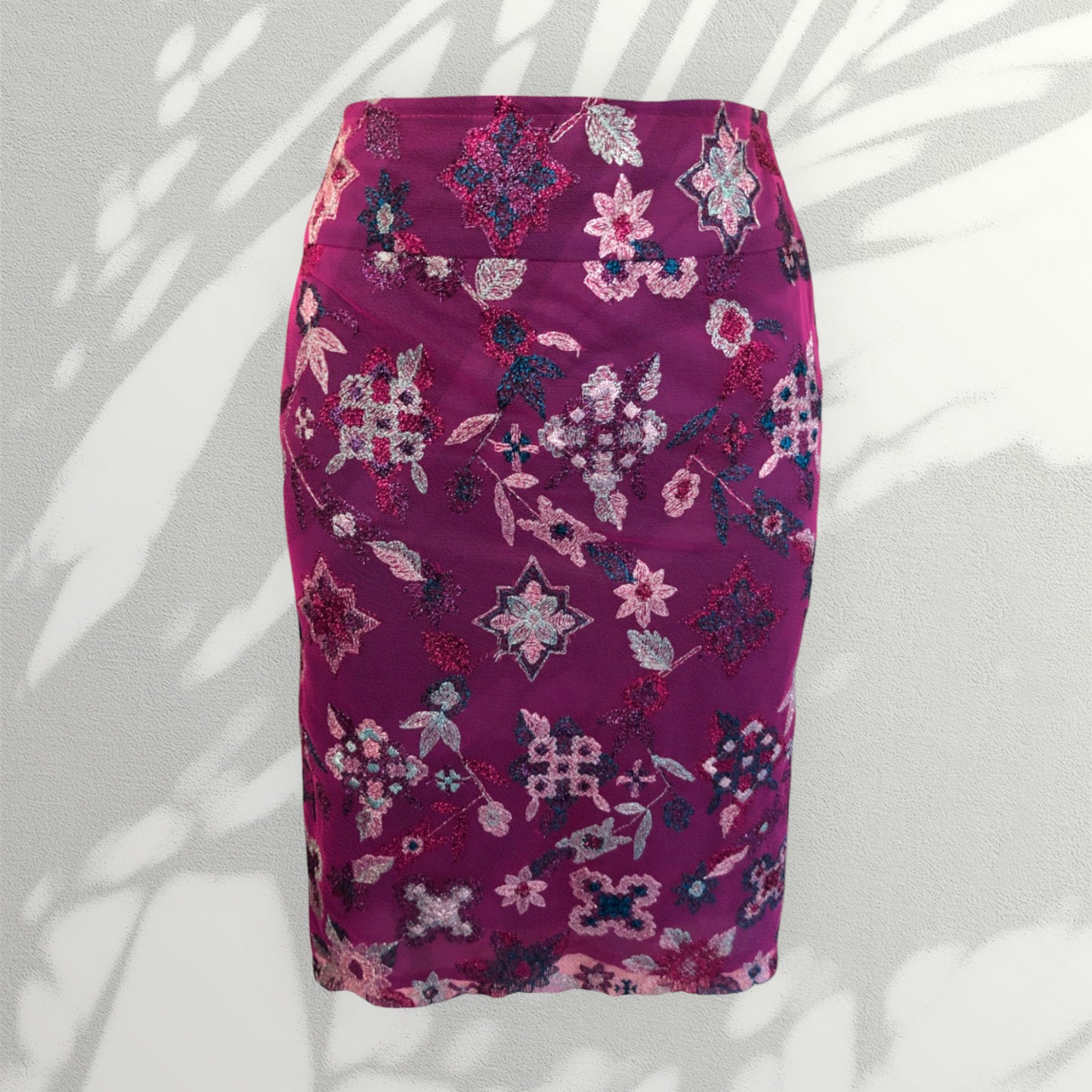 Bazar Christian Lacroix Vintage Purple Embroidered Mini Skirt UK 8 US 4 EU 34 Timeless Fashions