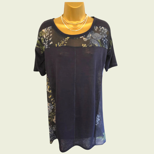Next Women's Navy Sheer Floral Tunic Dress UK 10 US 6 EU 38 - Timelessfashions