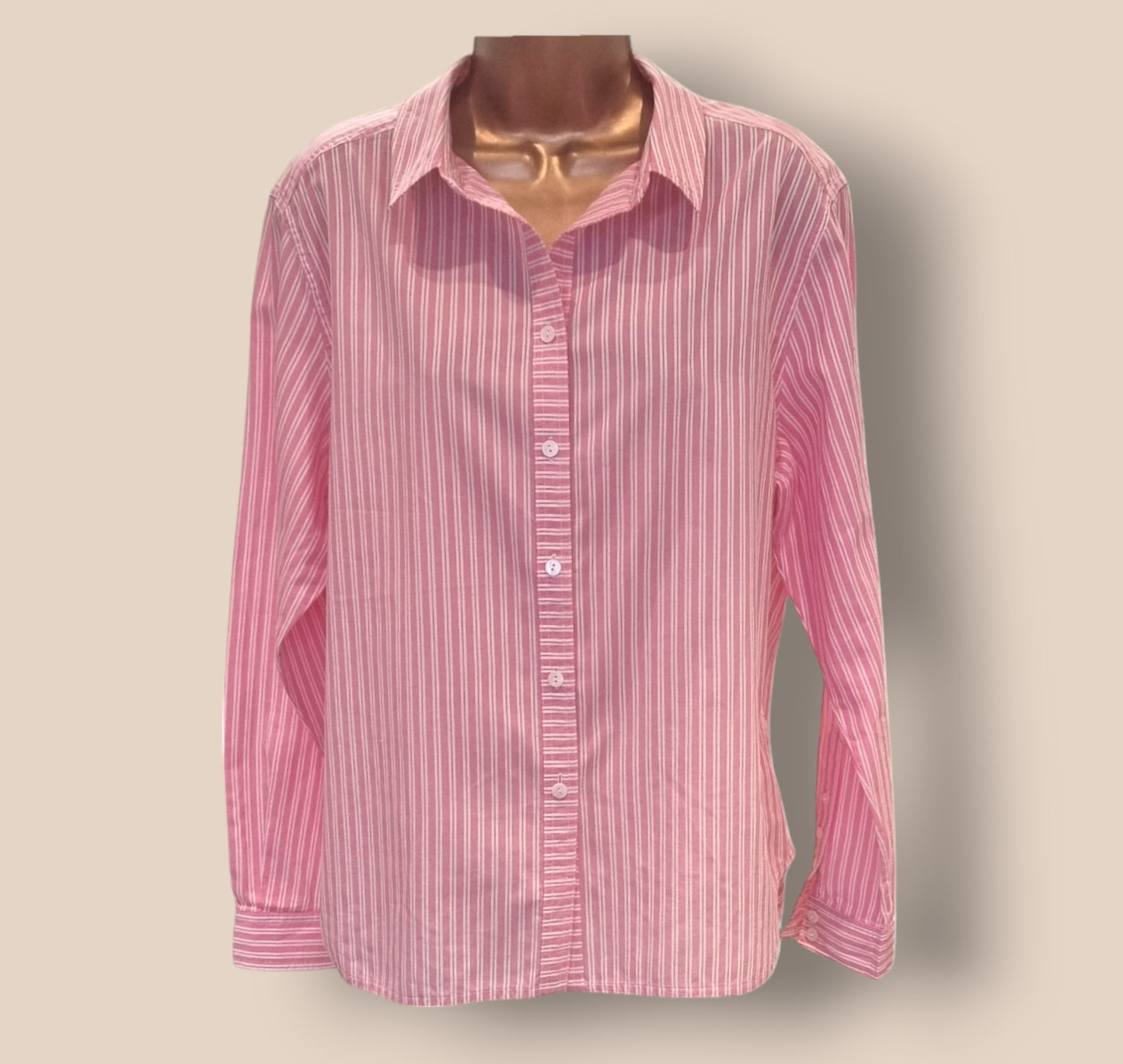 Caroline Charles Pink & White Candy Stripe Shirt UK 16 US 12 EU 44 IT 48 Timeless Fashions