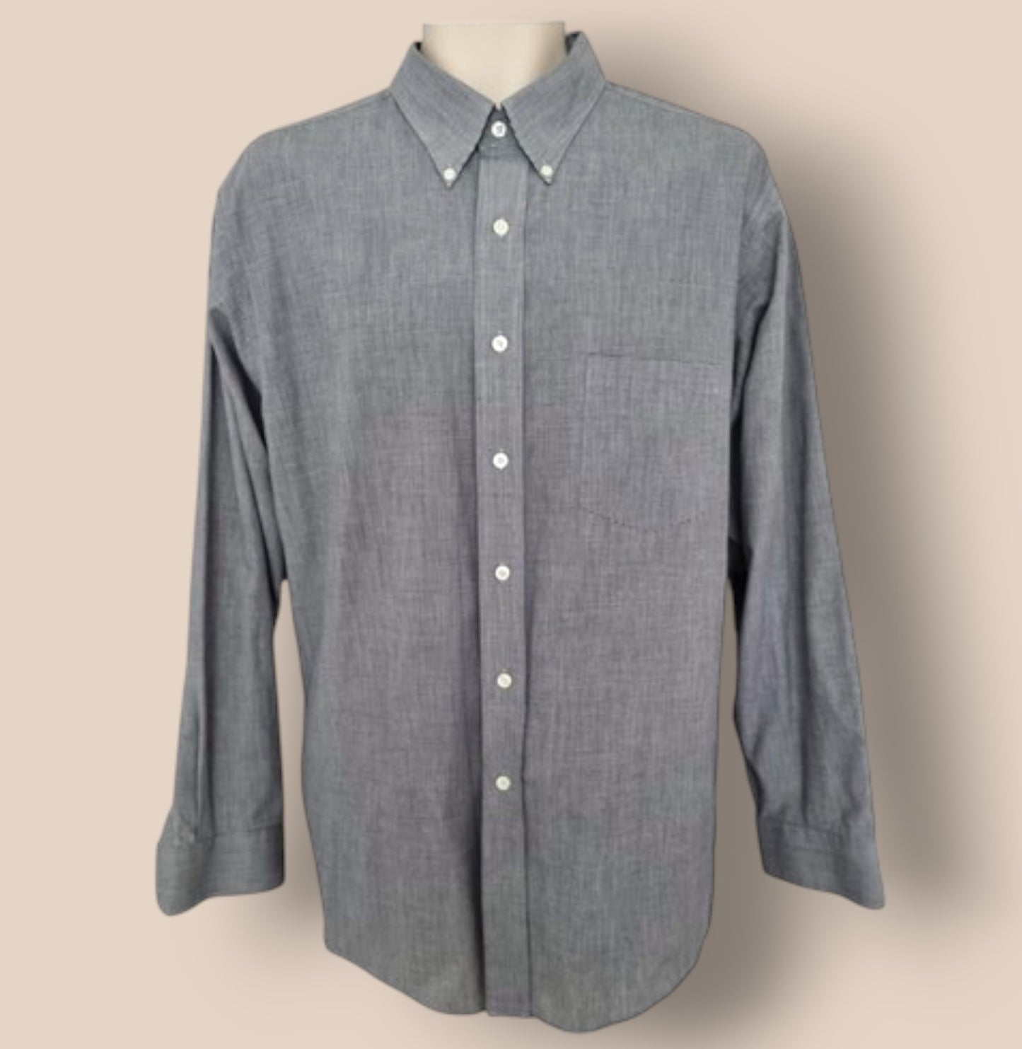 Van Heusen Men's Grey Oxford Cotton Shirt UK Size L Timeless Fashions