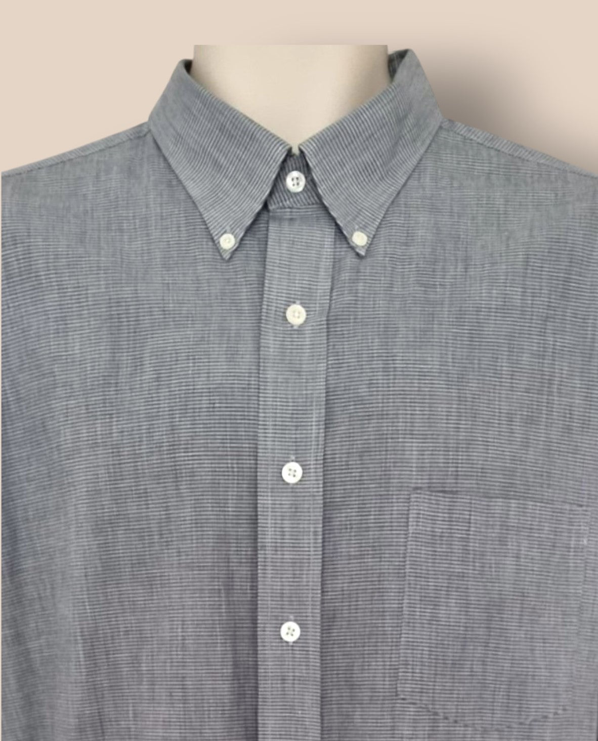 Van Heusen Men's Grey Oxford Cotton Shirt UK Size L Timeless Fashions