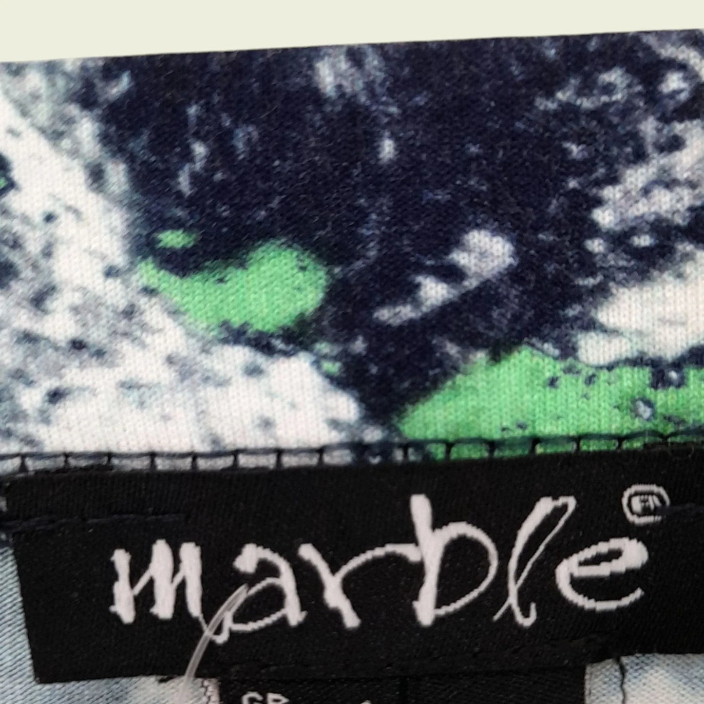 Marble Jade Green, White & Navy Patterned Skirt UK 10 US 6 EU 38 - Timelessfashions