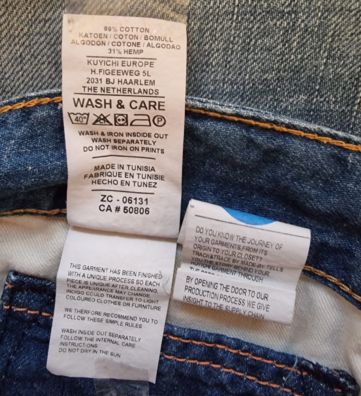 Kuyichi Daniel Men's Blue Regular Fit Straight Leg Faded Denim Jeans W34 L32 Timeless Fashions