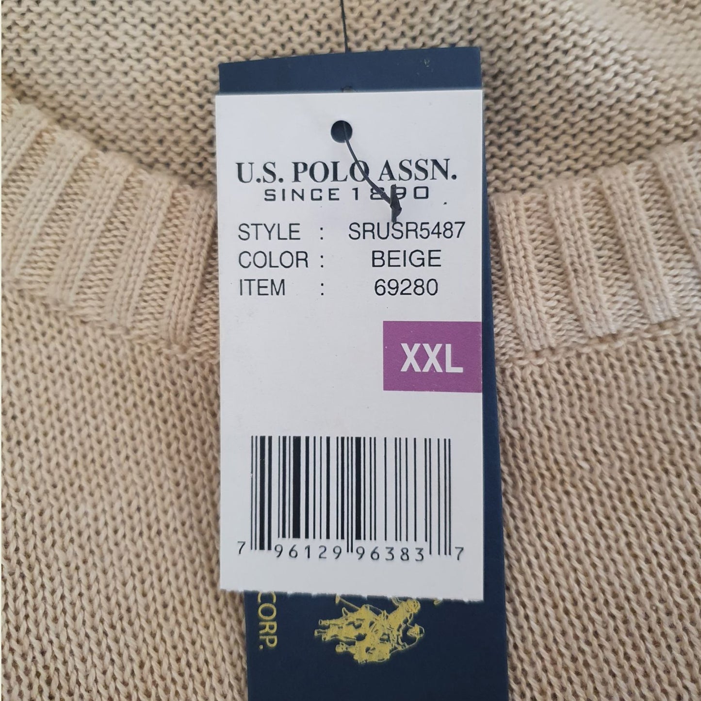 U.S Polo Association Beige Mens Crew Neck Sweater Size XXL