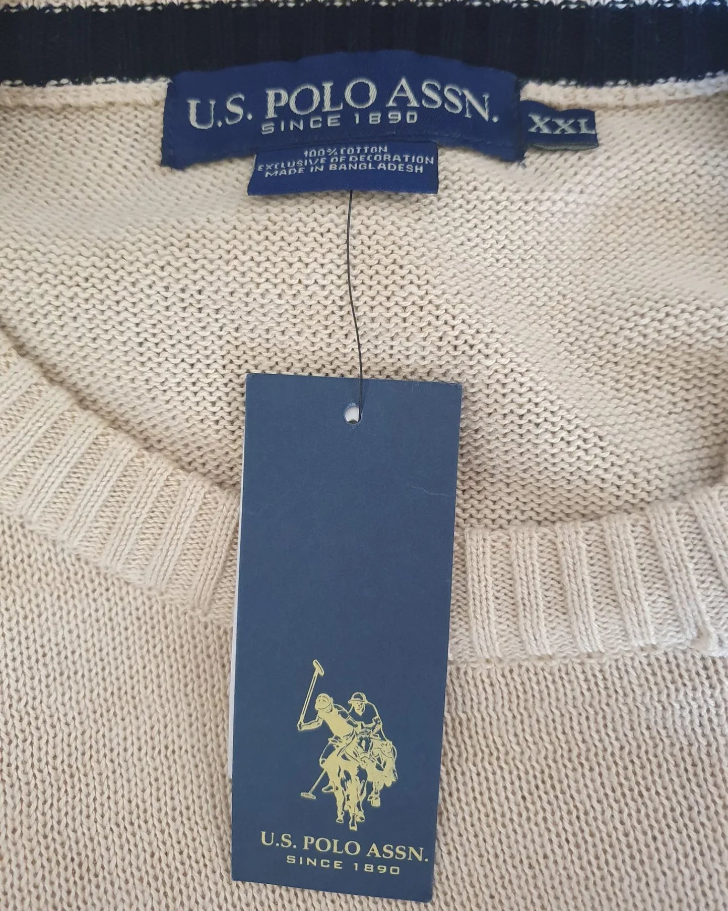 U.S Polo Association Beige Mens Crew Neck Sweater Size XXL - Timelessfashions