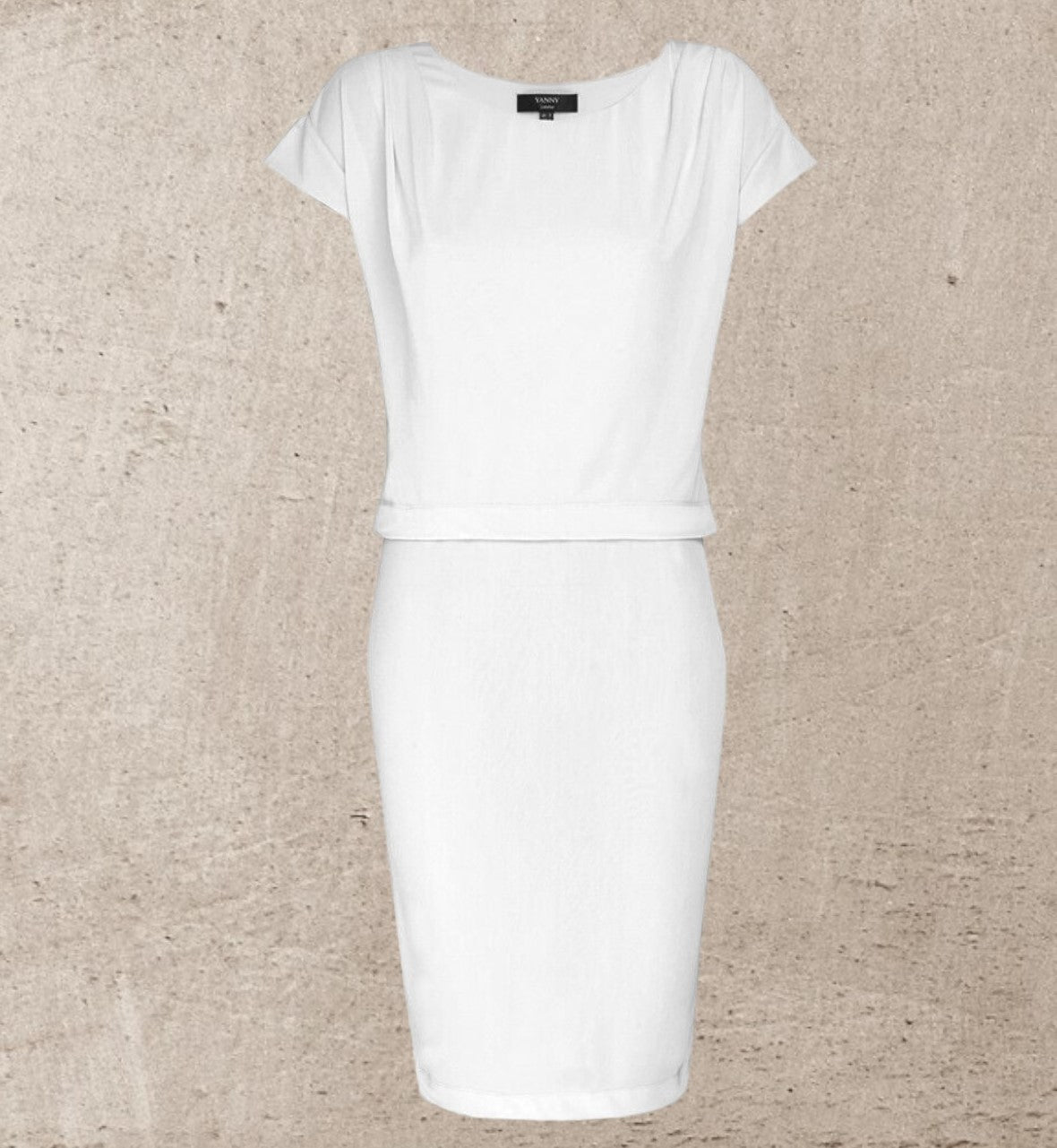 Yanny London White, Patrice, Cap Sleeve Dress UK 10 US 6 EU 38 Timeless Fashions