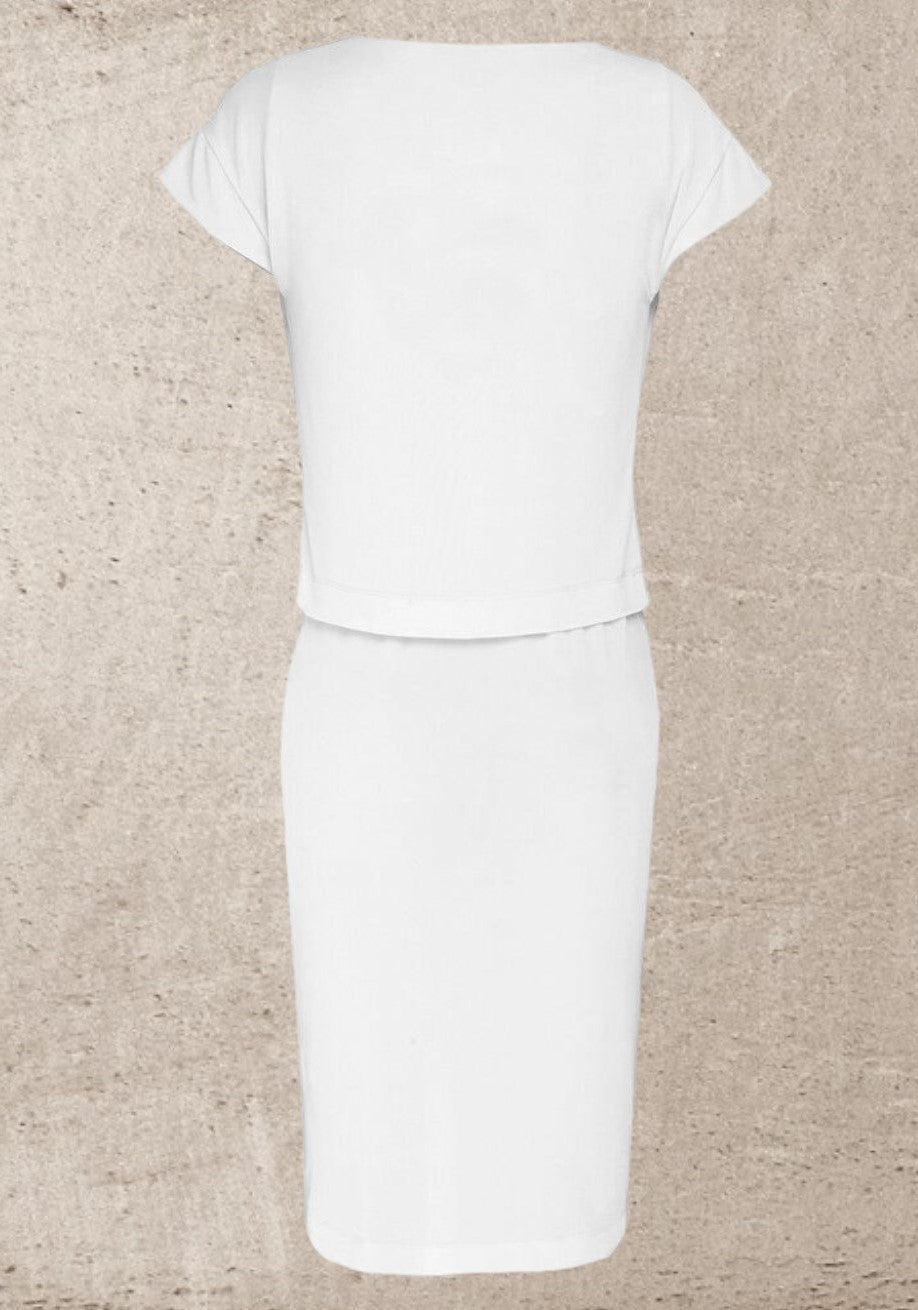 Yanny London White, Patrice, Cap Sleeve Dress UK 10 US 6 EU 38 Timeless Fashions