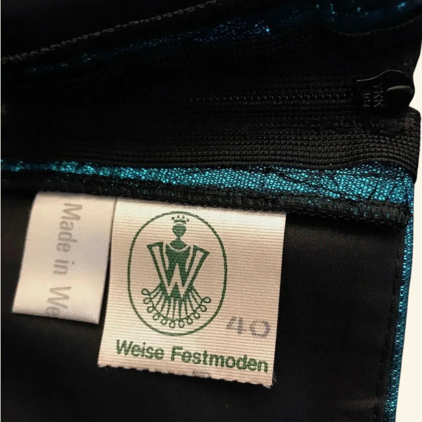 Weise Festmoden Women's Vintage Turquoise & Black Velvet Dress UK 12 US 8 EU 40 - Timelessfashions
