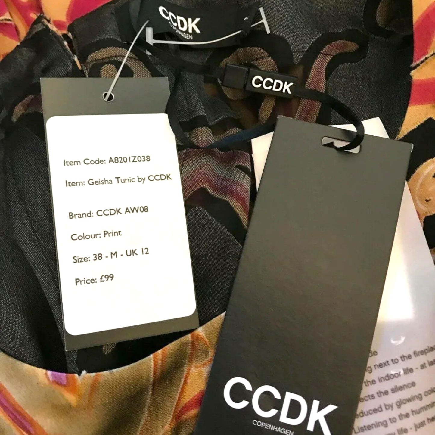 CCDK Black Silk Mix Tunic Dress UK 12 US 8 EU 40 - Timelessfashions