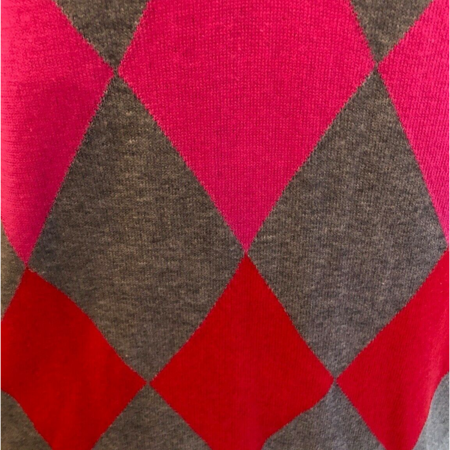 Close-up of fabric with red and gray diamond pattern