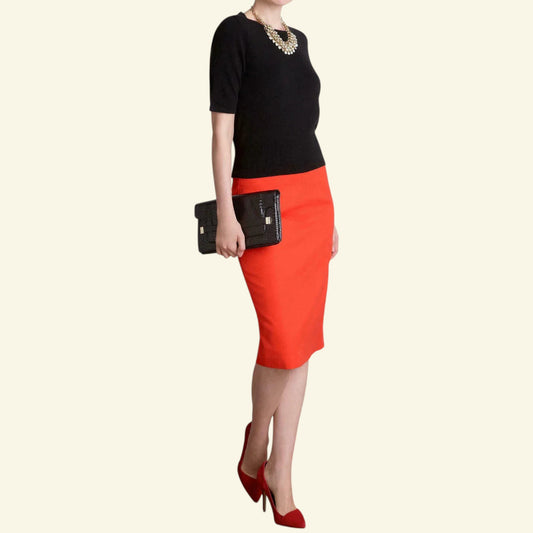 Pure Collection Tomato Red Belford Pencil Skirt UK 20 US 16 EU 48 - Timelessfashions