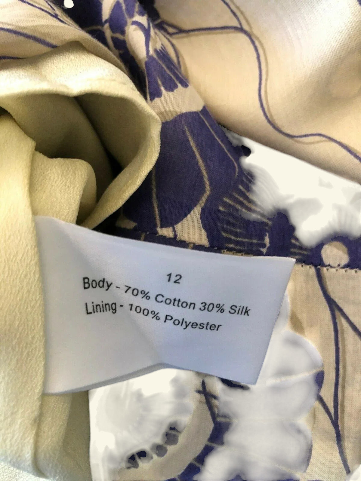 Dickins & Jones Purple & Ivory Cotton & Silk Skirt UK 12 US 8 EU 40 - Timelessfashions