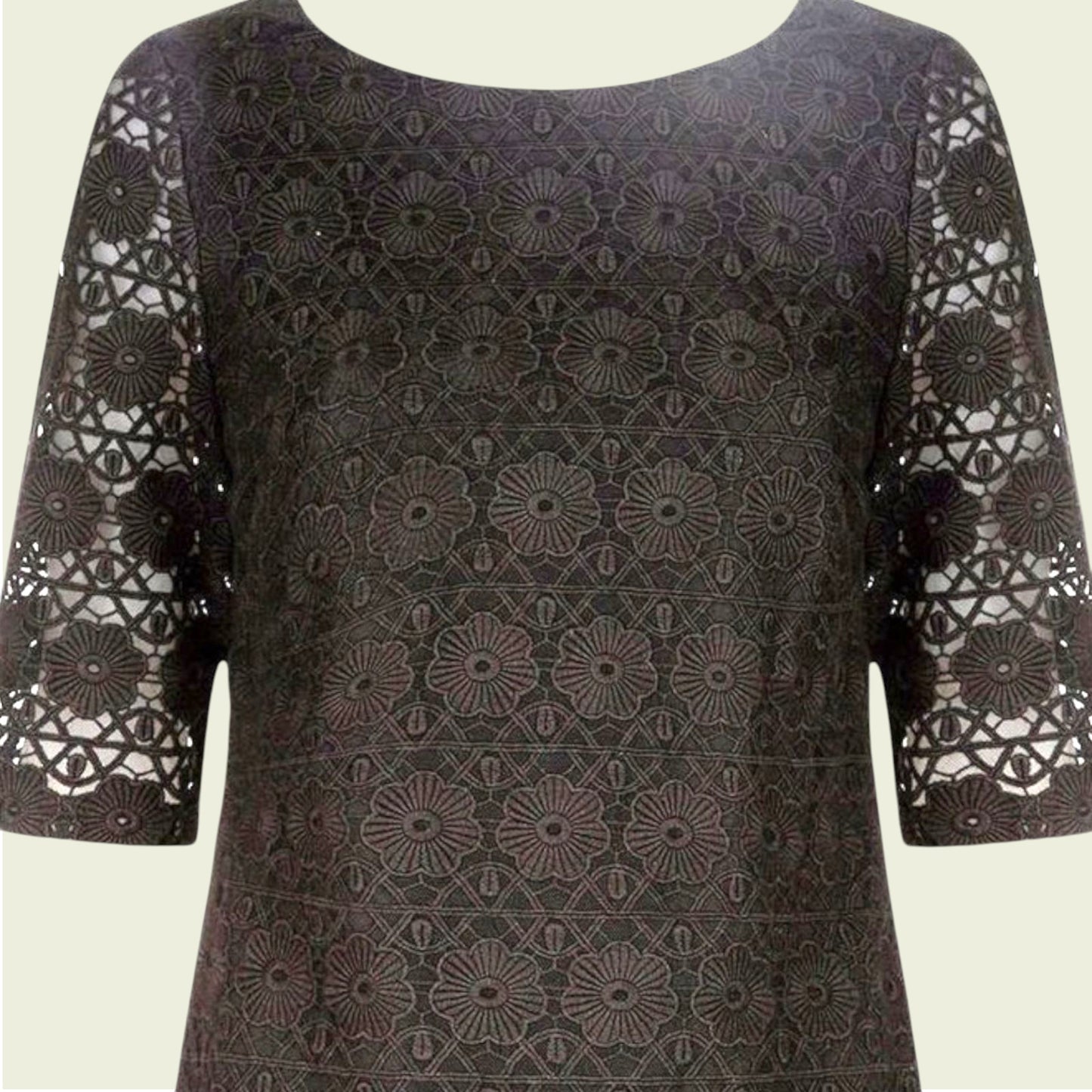Monsoon Black Flora Linear Lace Shift Dress UK 14 US 10 EU 42
