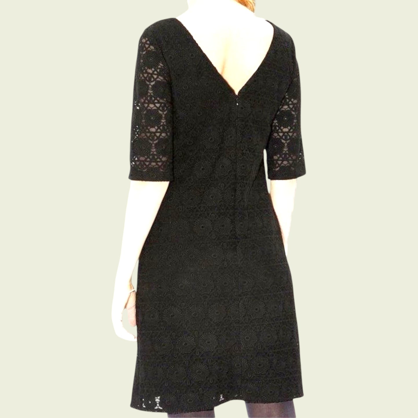 Monsoon Black Flora Linear Lace Shift Dress UK 14 US 10 EU 42