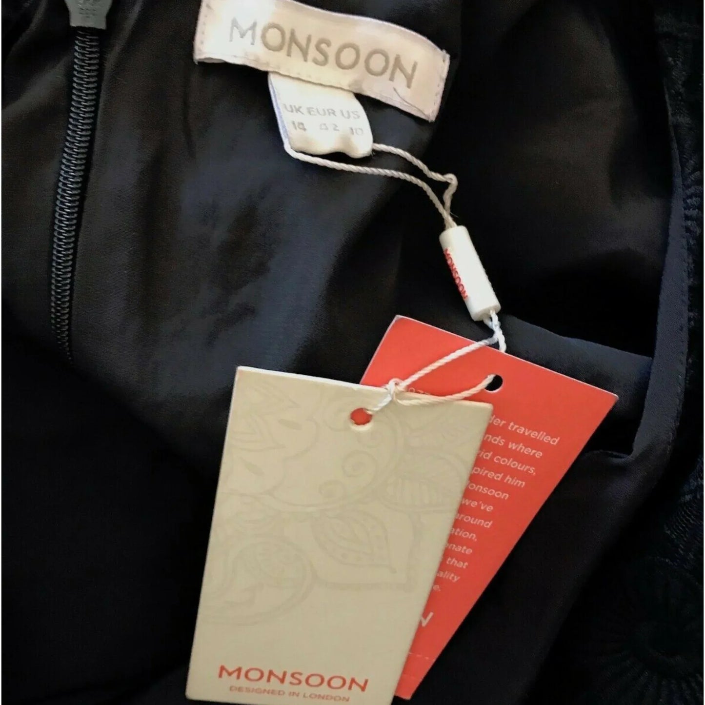 Monsoon Black Flora Linear Lace Shift Dress UK 14 US 10 EU 42 - Timelessfashions