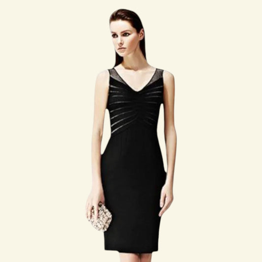 Reiss Sonita Black Mesh Panel Bodycon Dress UK 12 US 8 EU 40 RRP £190 - Timelessfashions