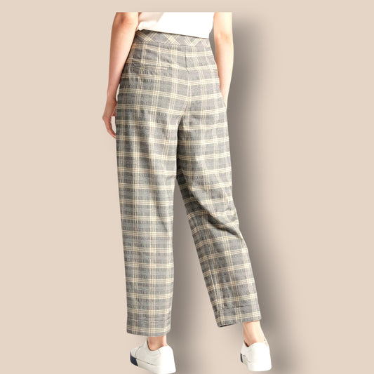 Limited Edition Grey Mix Checked Wide Leg Trousers UK 12 US 8 EU 40 Timeless Fashions