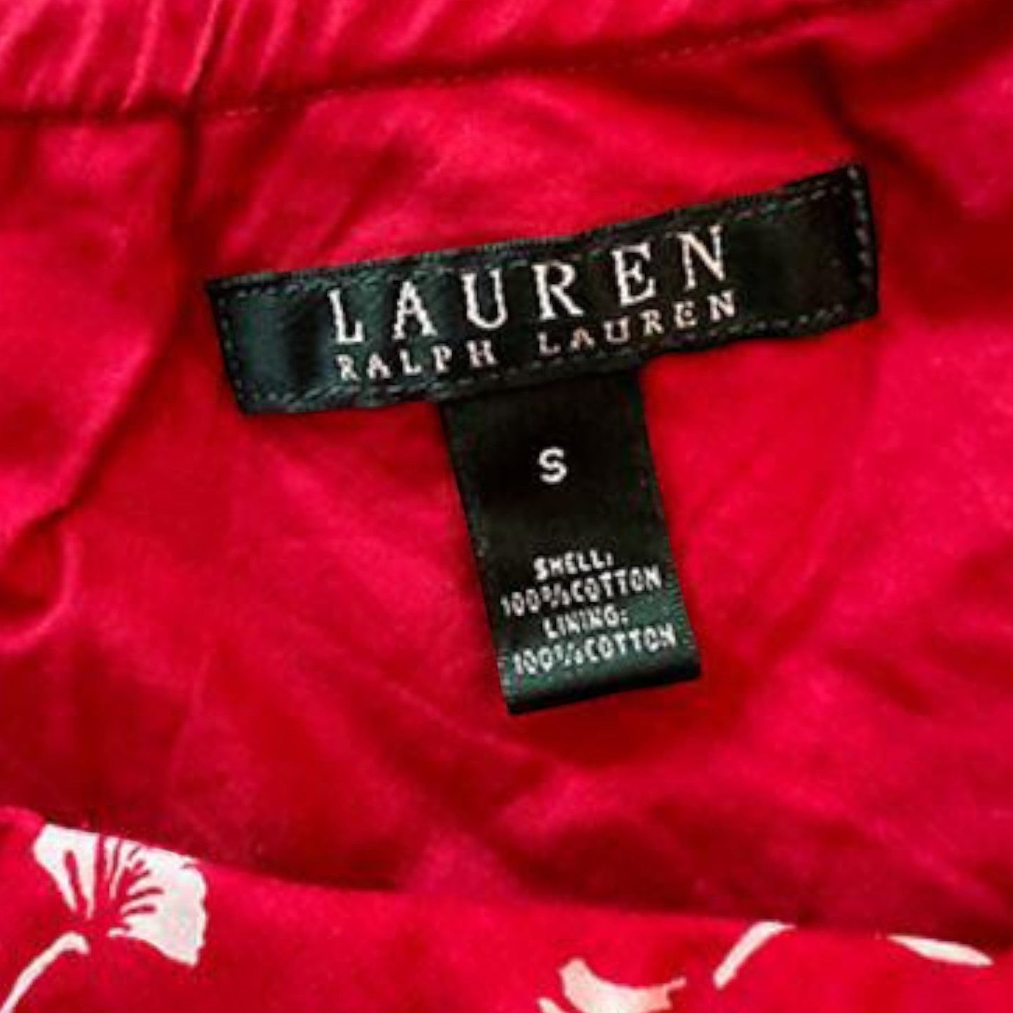 Ralph Lauren Red & White Cotton Floral Skirt Size S Approx UK 10/12 US 6/8 EU 38/40 - Timelessfashions