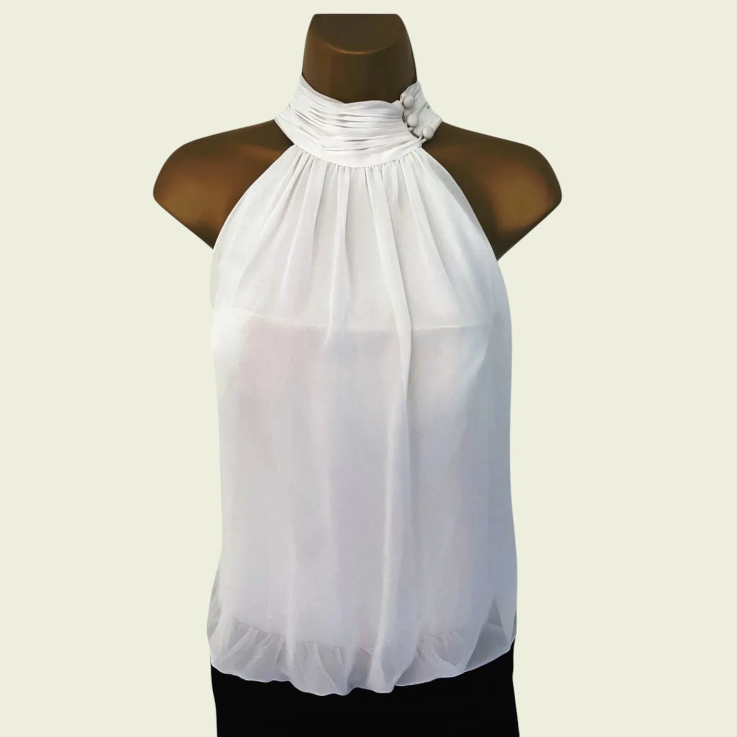 Amore Black & White Wide Leg Sleeveless Chiffon Jumpsuit UK 12 US 8 EU 40 - Timelessfashions