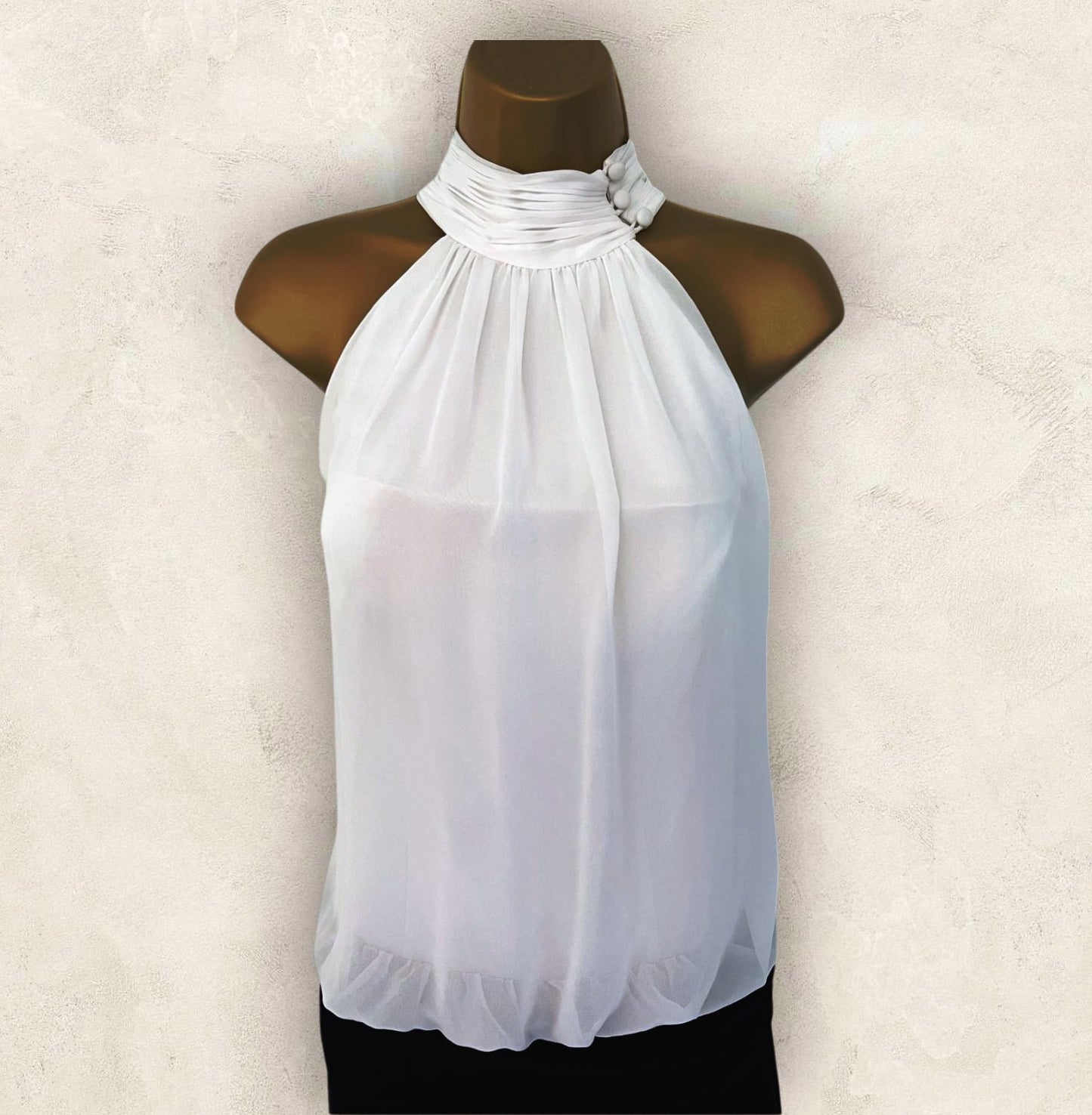 Amore Black & White Wide Leg Sleeveless Chiffon Jumpsuit UK 12 US 8 EU 40 Timeless Fashions