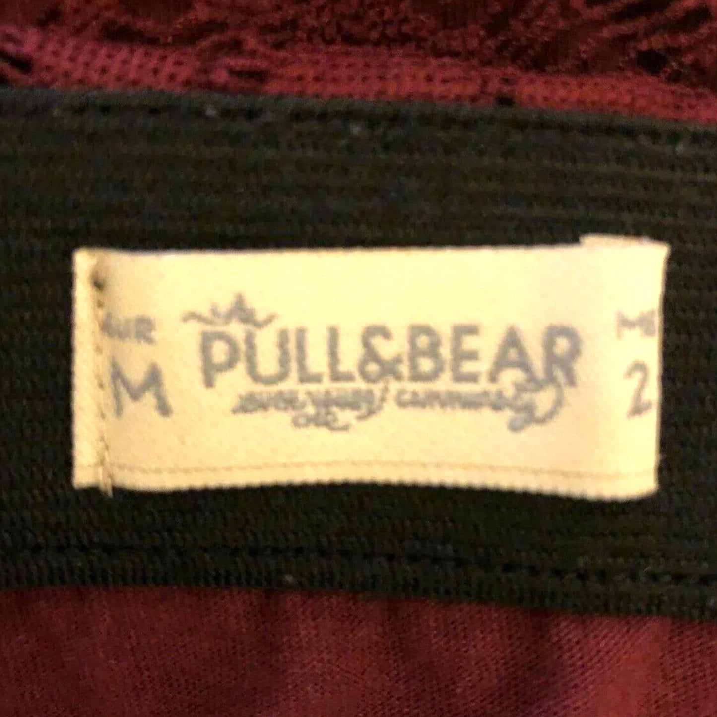 Pull & Bear Burgundy Ladies Lace Stretch Mini Skirt Size M UK 8 US 4 EU 36 - Timelessfashions