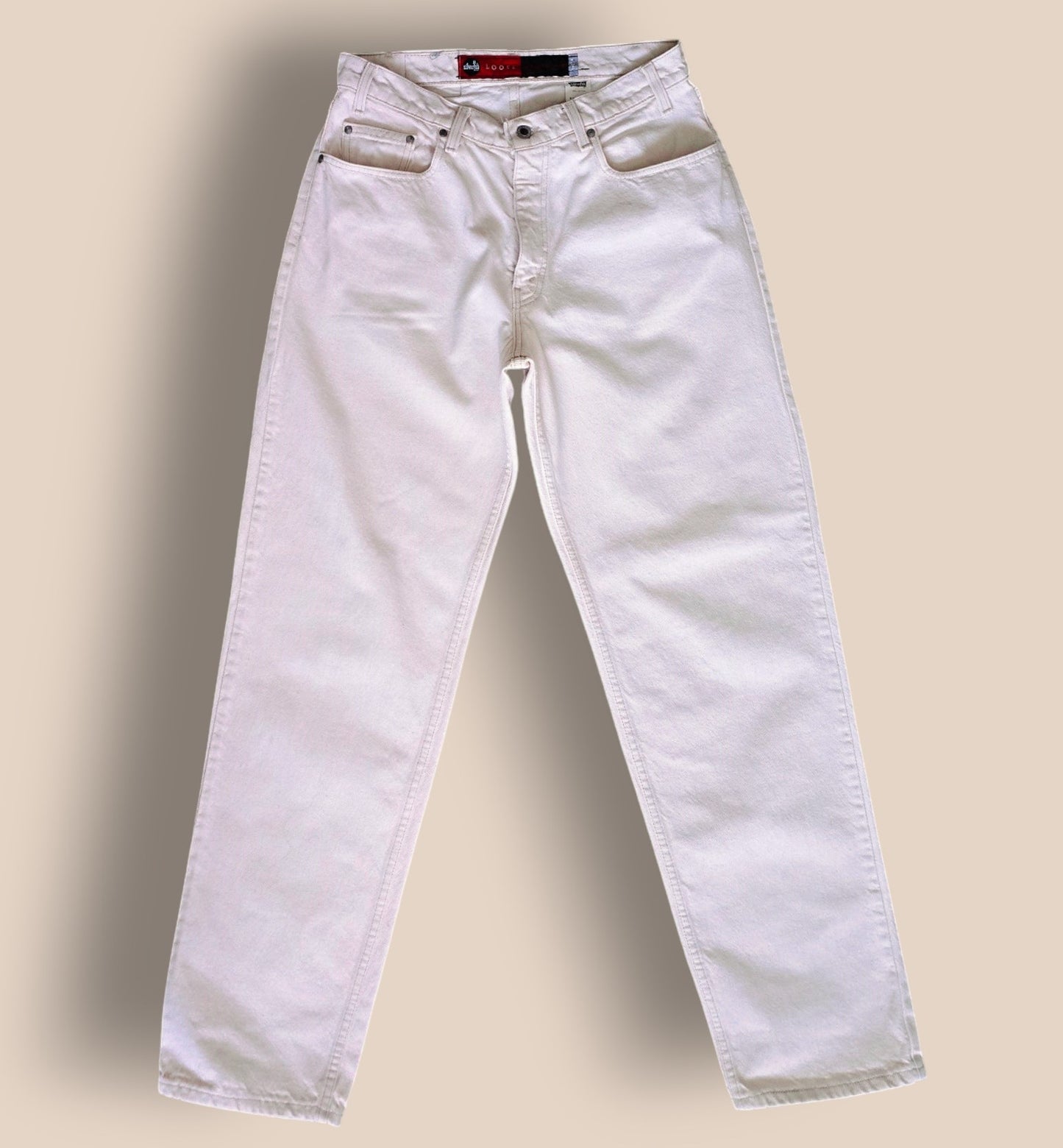 Levi Strauss Vintage Silver Tab Loose White Denim Straight Leg Jeans W33/L34 Timelessfashions