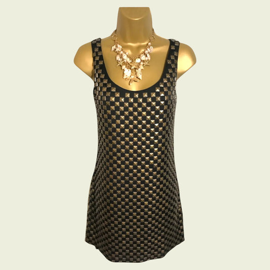 Boutique by Jaeger Women's Black Bronze Embellished Mini Dress UK 10 US 6 EU 38 - Timelessfashions