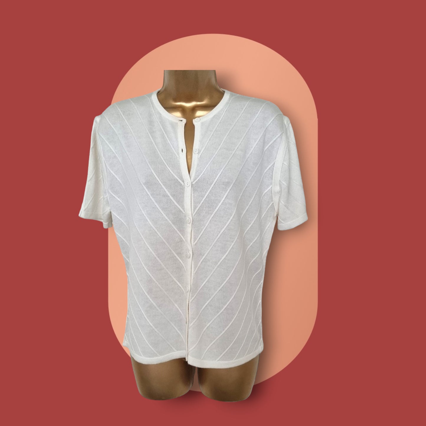 Caroline Charles Vintage Women’s White Short Sleeve Cardigan UK 16 US 12 EU 44 Timeless Fashions