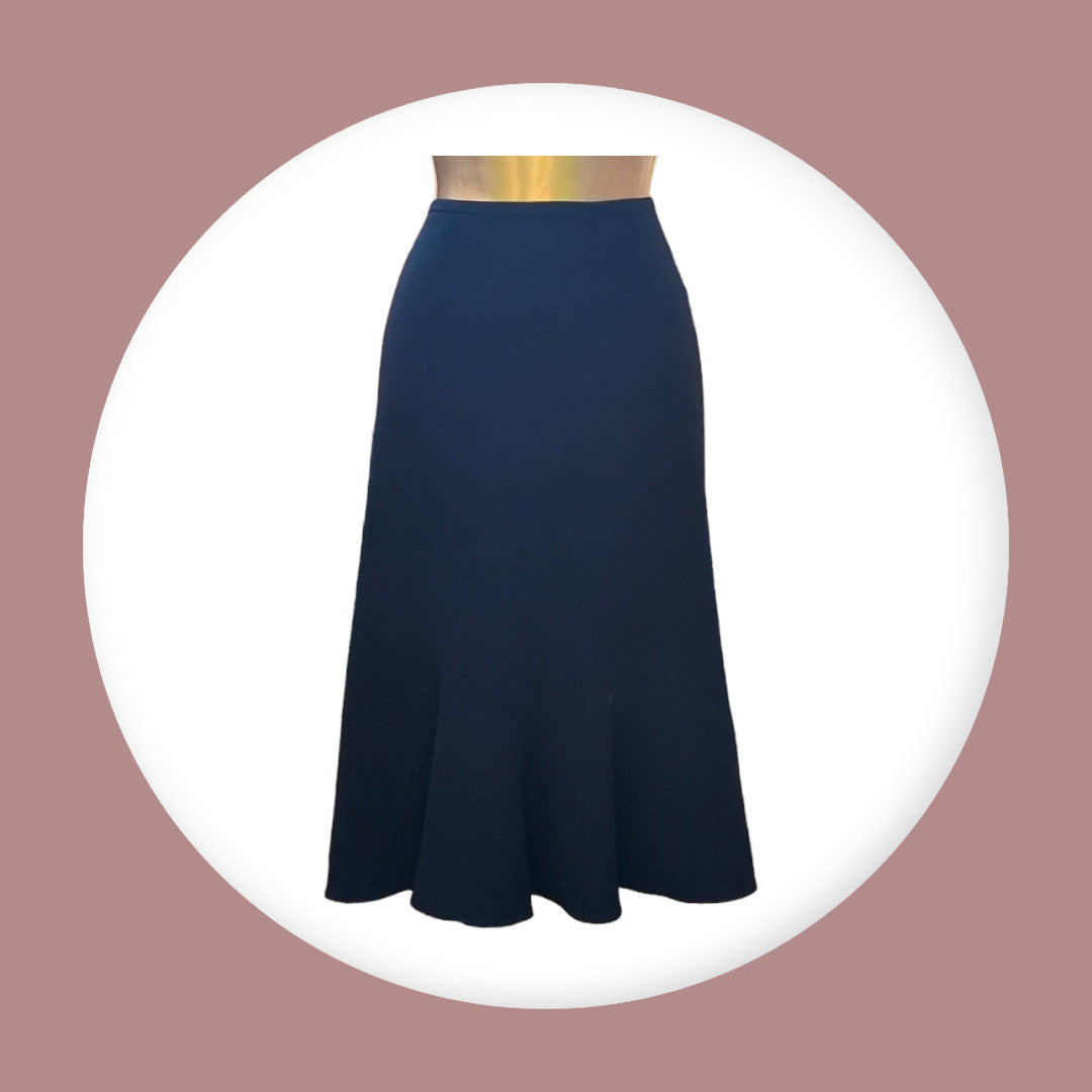 Caroline Charles London Vintage Navy Flare Lined Skirt UK 14 US 12 EU 42 Timeless Fashions