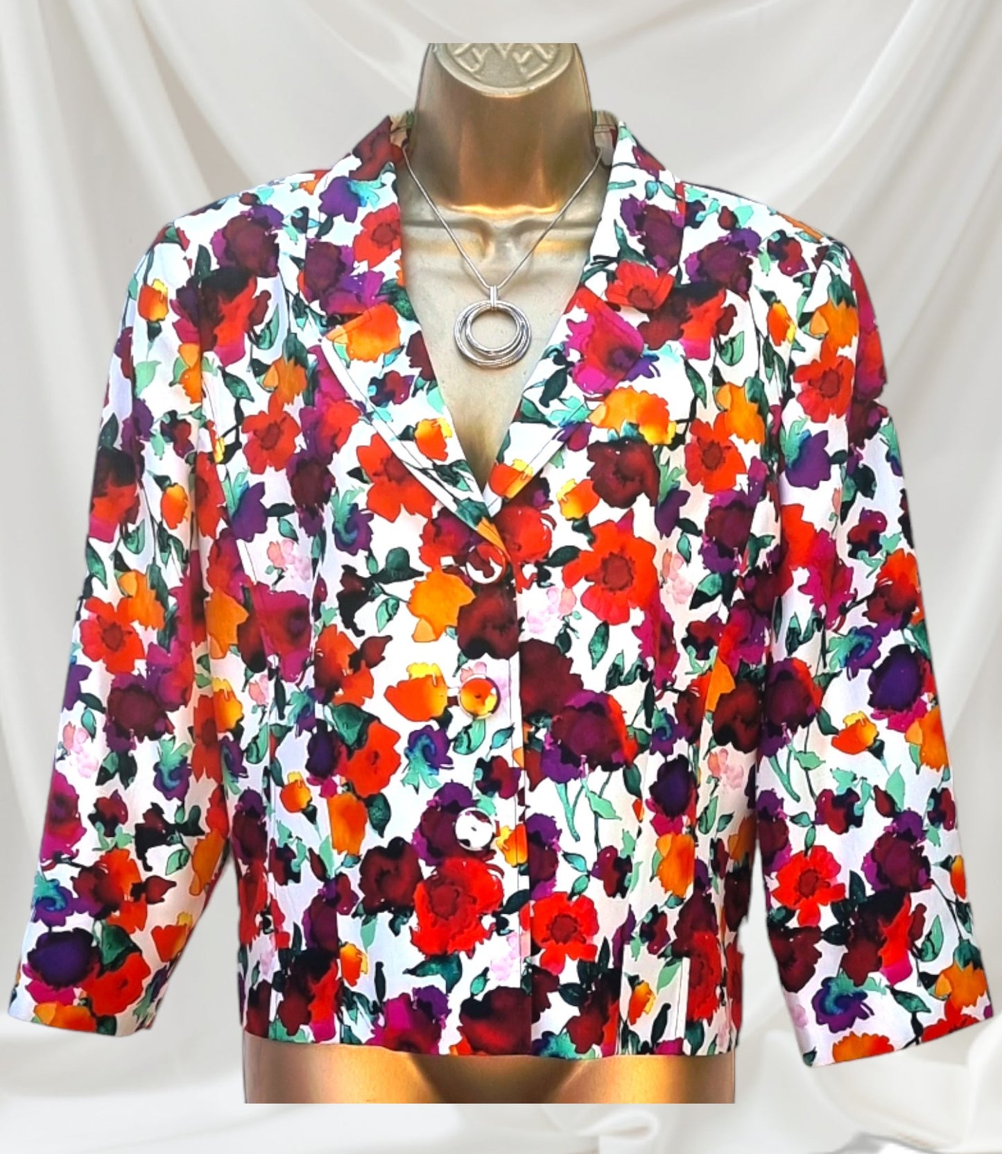 Caroline Charles London Vintage Floral Lined Jacket UK 16 US 12 EU 44 Timeless Fashions
