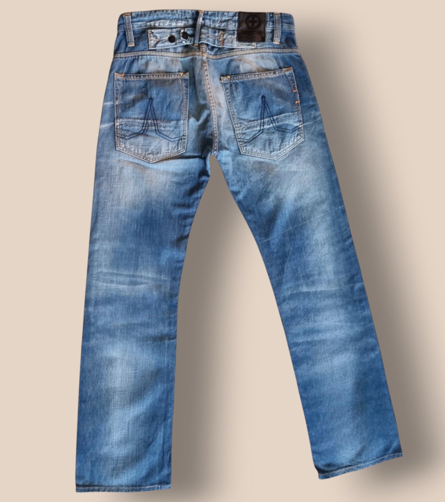 Kuyichi Daniel Men's Blue Regular Fit Straight Leg Faded Denim Jeans W34 L32 Timeless Fashions