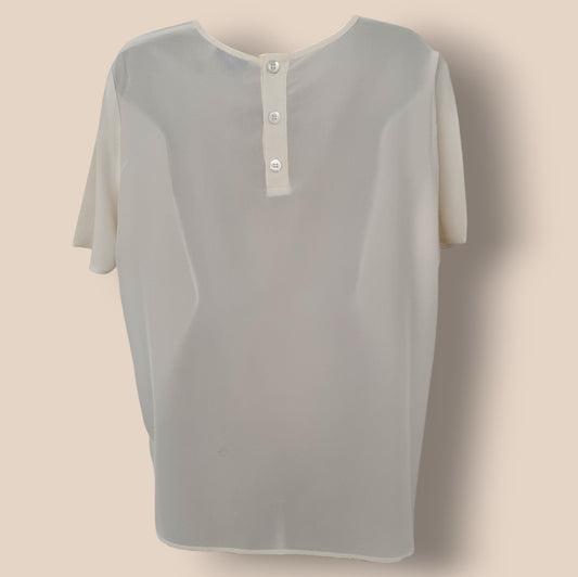 Valentino Women's Cream Short Sleeve Silk Top UK 16 US 12 EU 44 IT 48 Timeless Fashions