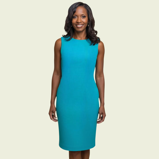 Caroline Charles Vintage Turquoise Blue Dress And Jacket UK 16/18 US 12/14 EU 44/46 - Timelessfashions