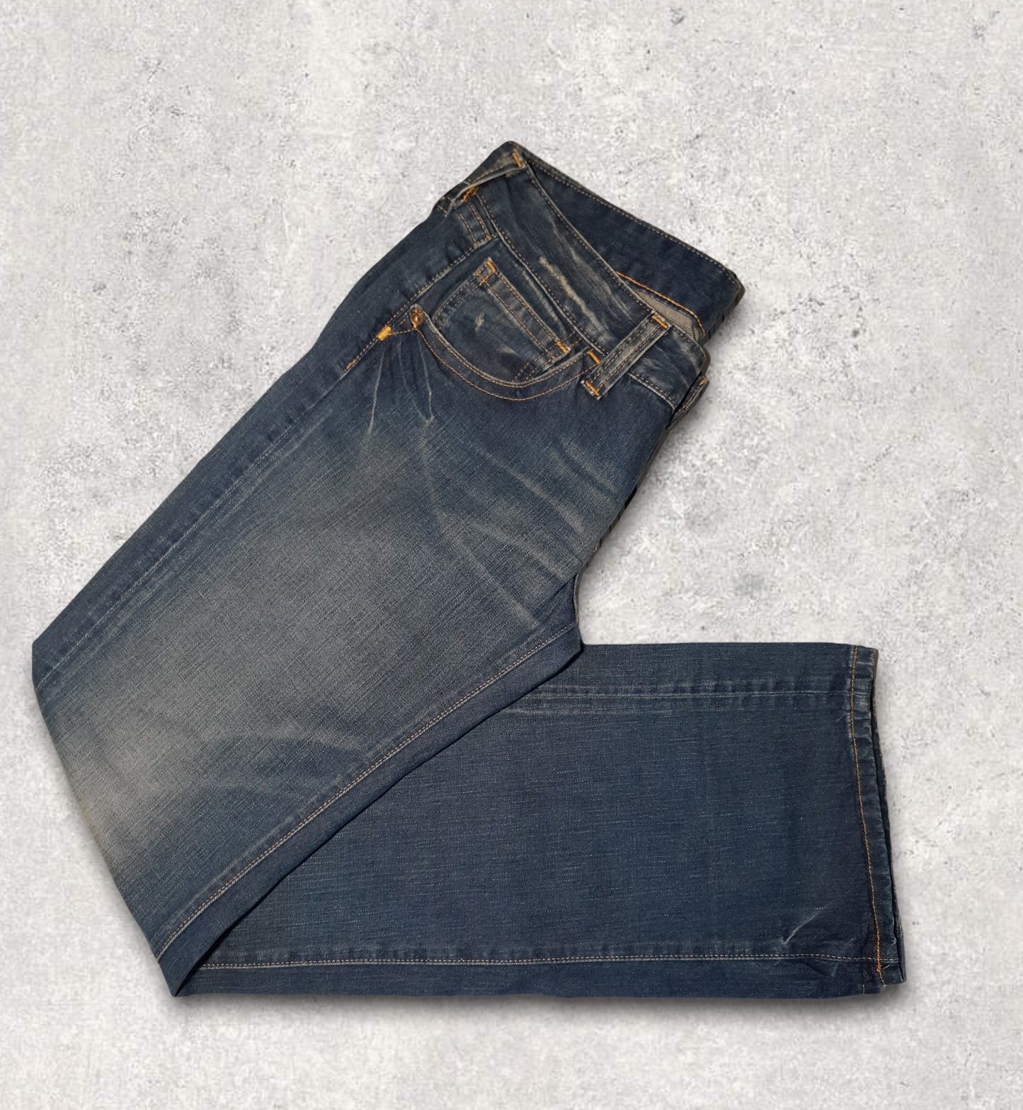 REPLAY Ladies Blue Jeans Gem Pockets Button Fly Low Rise W30" L34" Timeless Fashions
