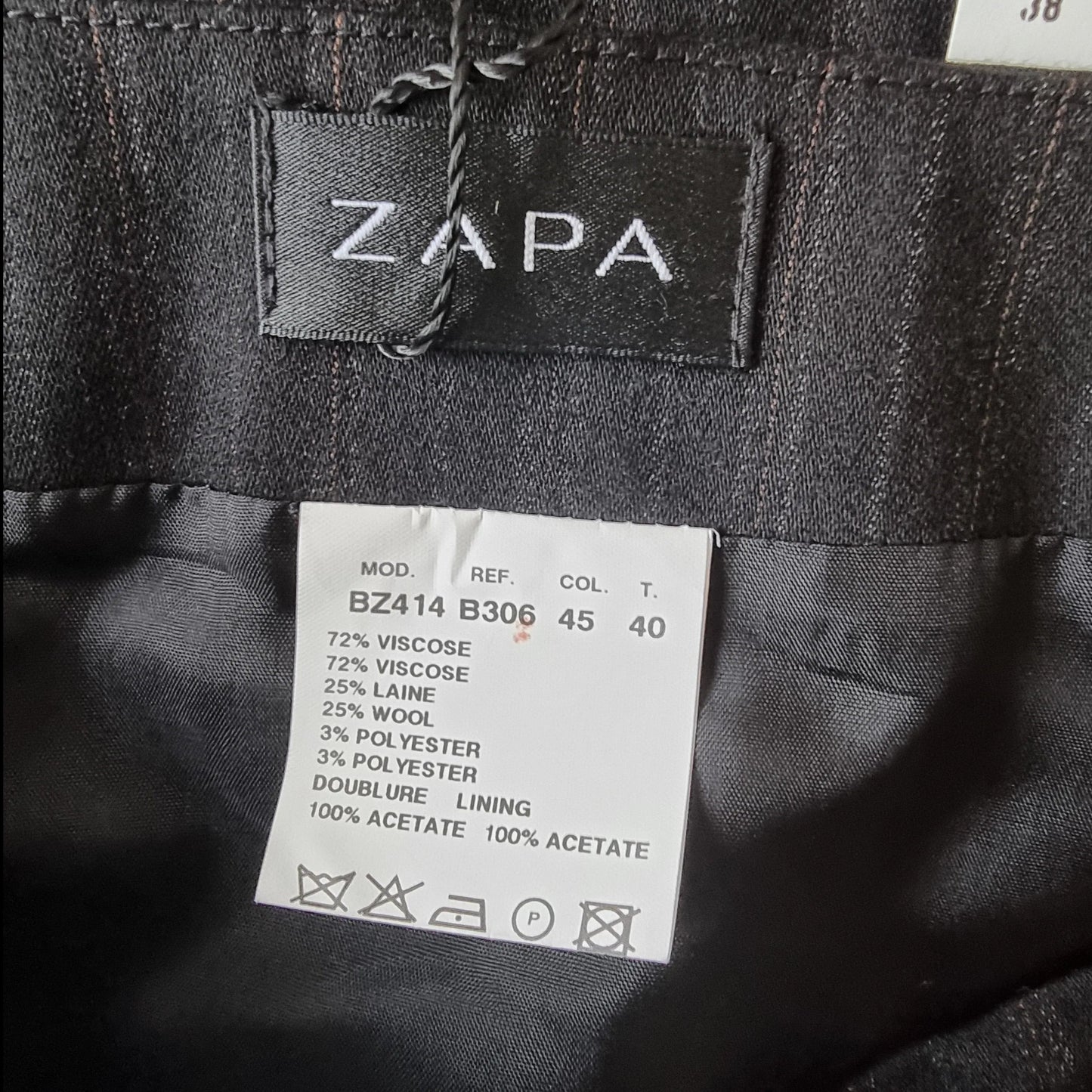 Zapa Black & Brown Herrigbone Design Skirt UK 12 US 8 EU 40 - Timelessfashions