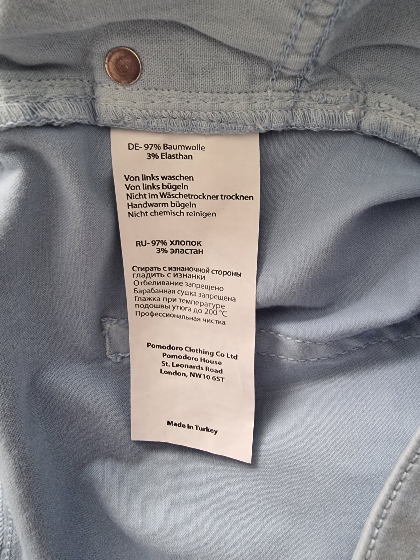 Pomodoro Blue Denim, Stretch Straight Leg Jeans UK 18 US 14 EU 48 Timeless Fashions