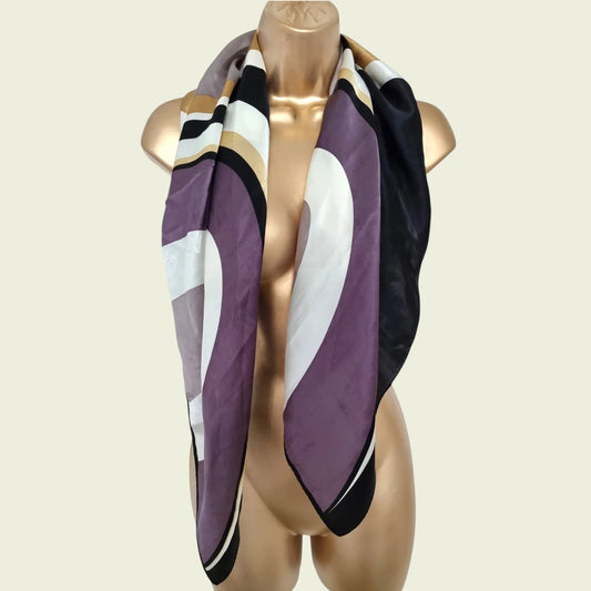 Anne Klein Womens Vintage Lavender, Black & White Head Scarf - Timelessfashions