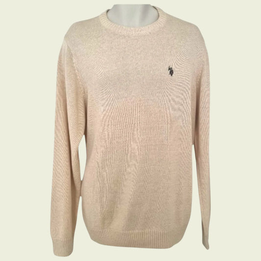 U.S Polo Association Beige Mens Crew Neck Sweater Size XXL - Timelessfashions