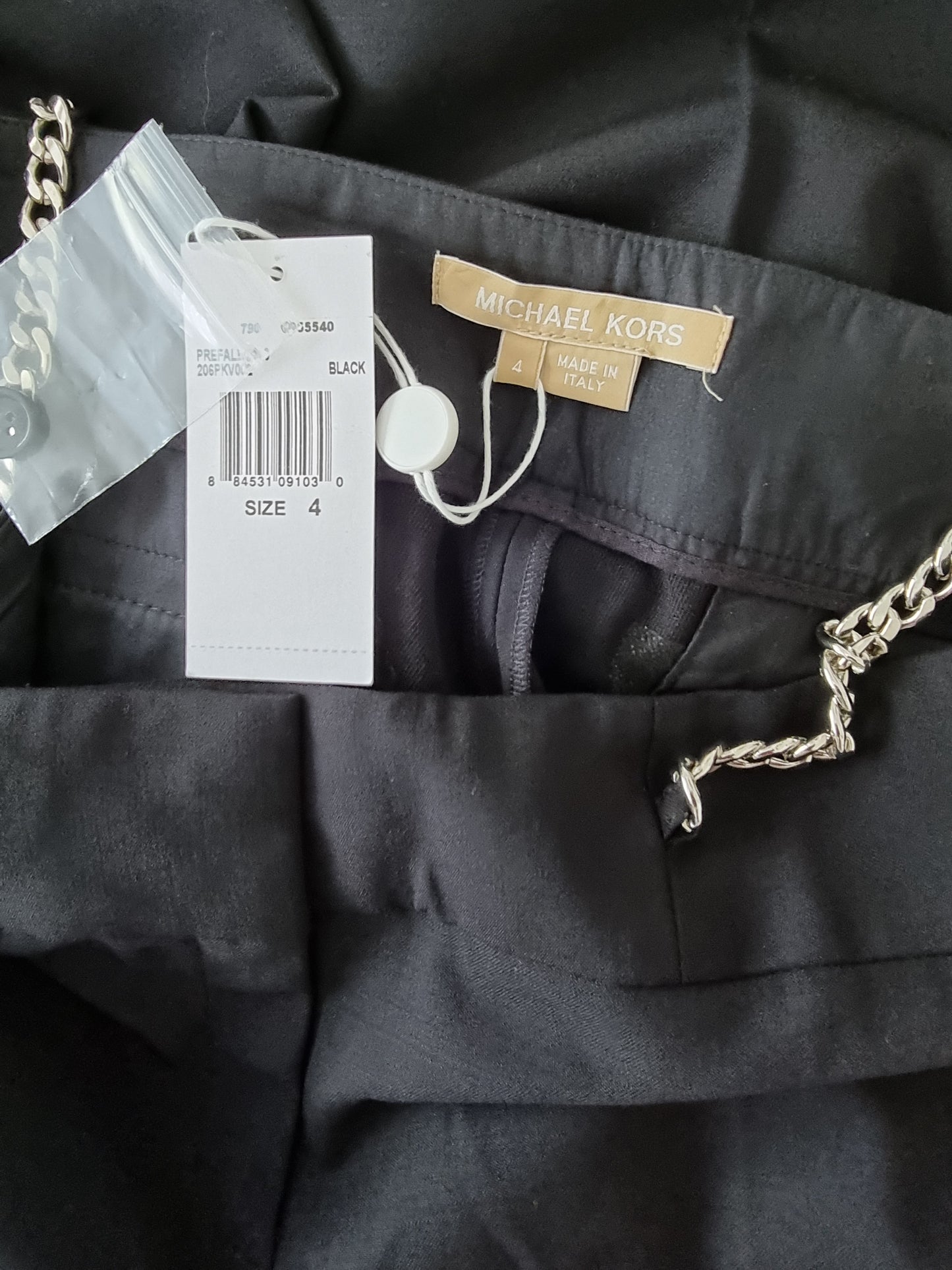 Michael Kors Black Tailored Trousers, Chain Detailing UK 12 US 4 EU 40 IT 44 Timeless Fashions