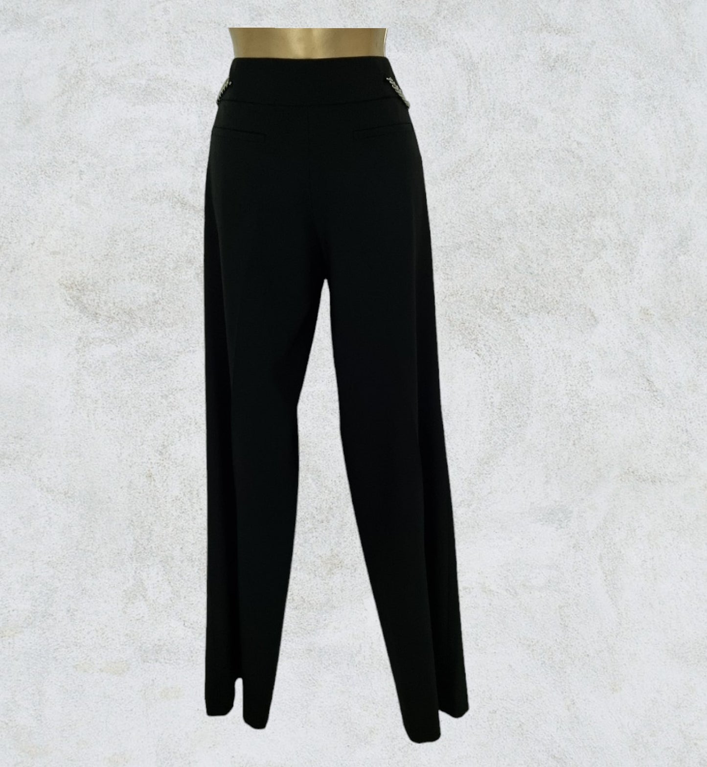 Michael Kors Black Tailored Trousers, Chain Detailing UK 12 US 4 EU 40 IT 44 Timeless Fashions
