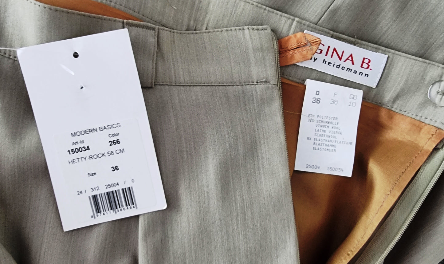 Gina B by Heidemann Sage Green Stretch Pencil Skirt UK 10 US 6 EU 38 Timeless Fashions