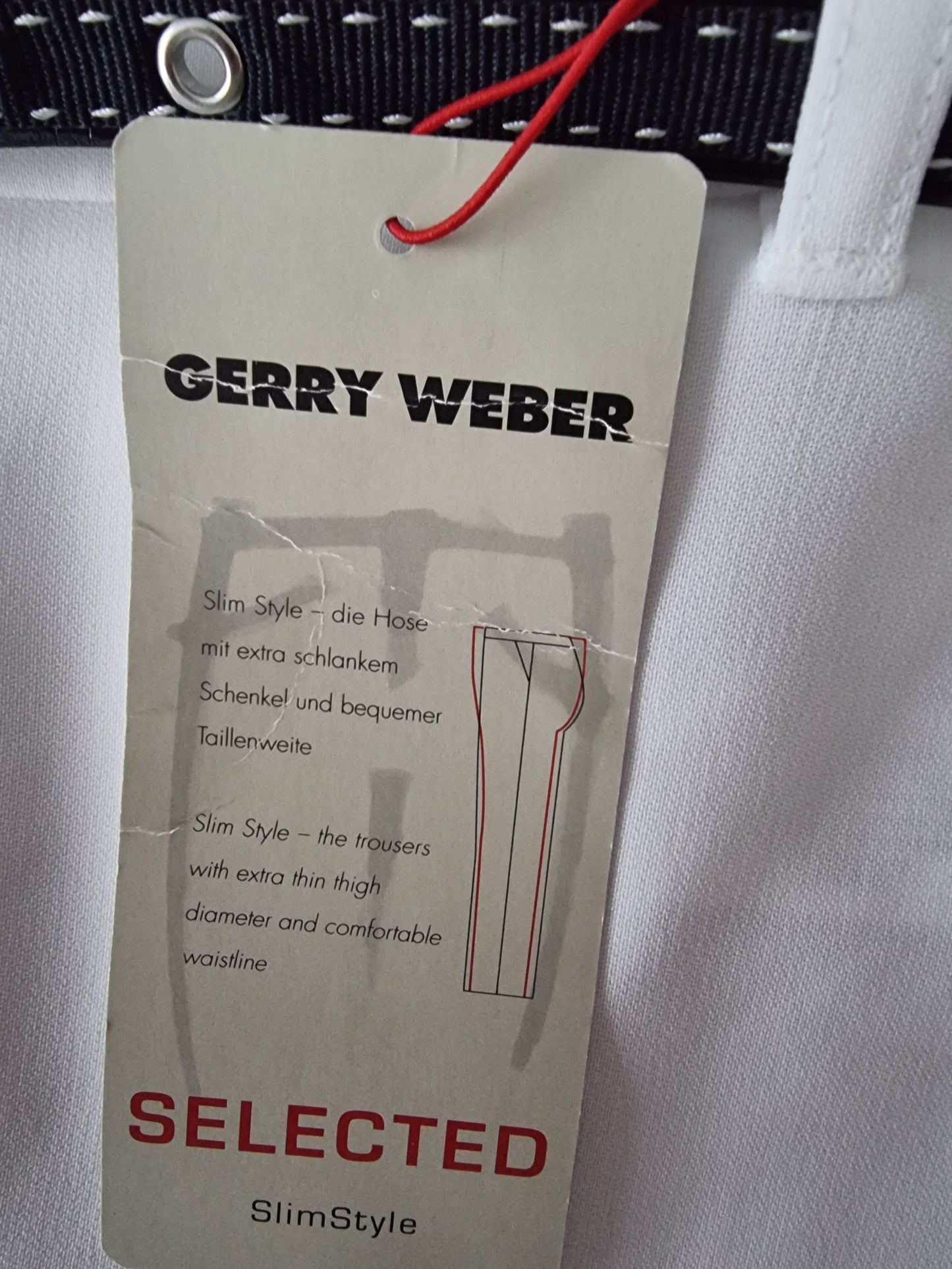 Gerry Weber Women’s White Lined Slim Trousers UK14 US 10 EU 42 IT 45 Timeless Fashions