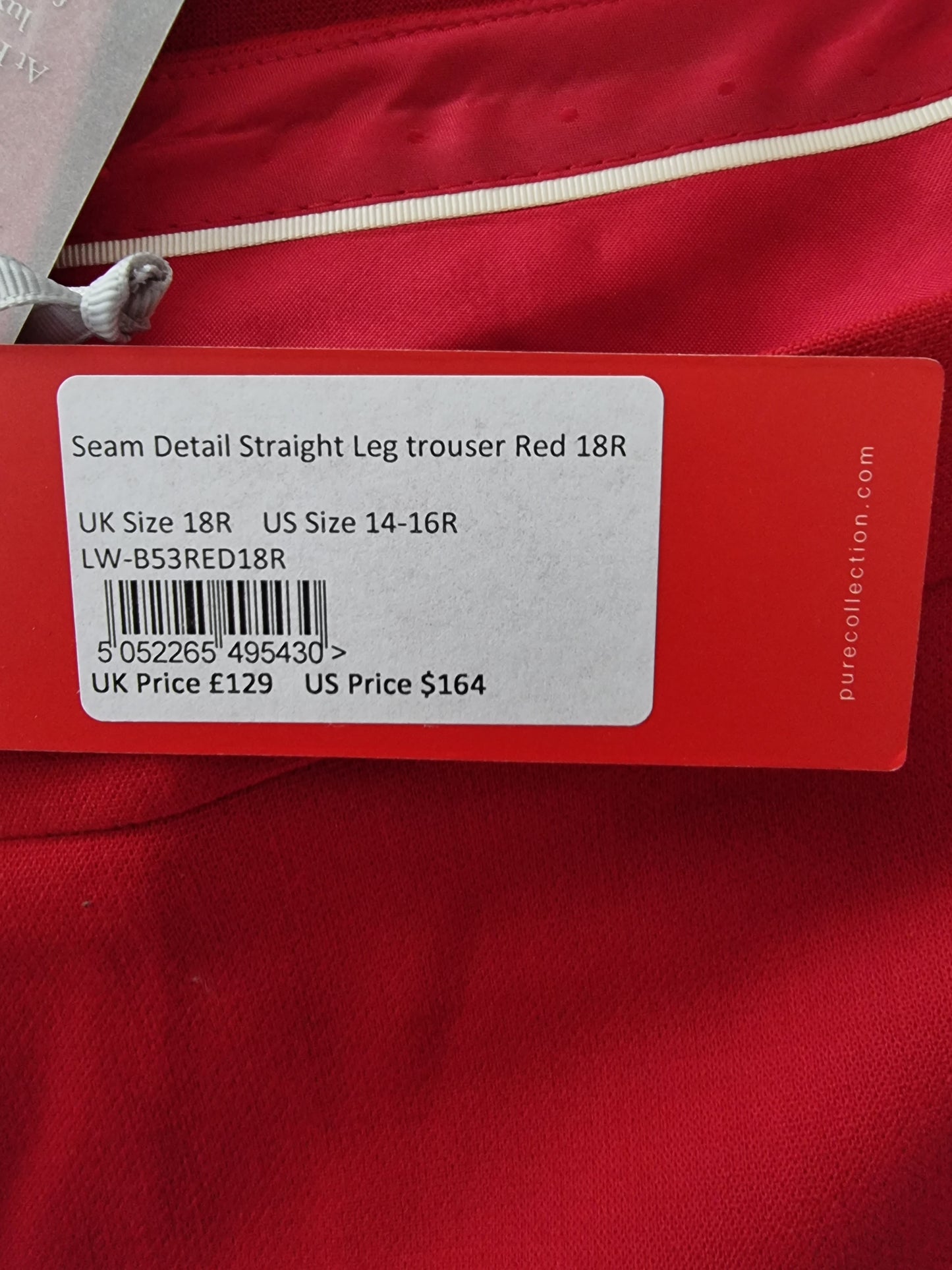 Pure Collection Red Women’s Straight Leg Regular Fit Trousers UK 18 US 14 EU 46 Timeless Fashions