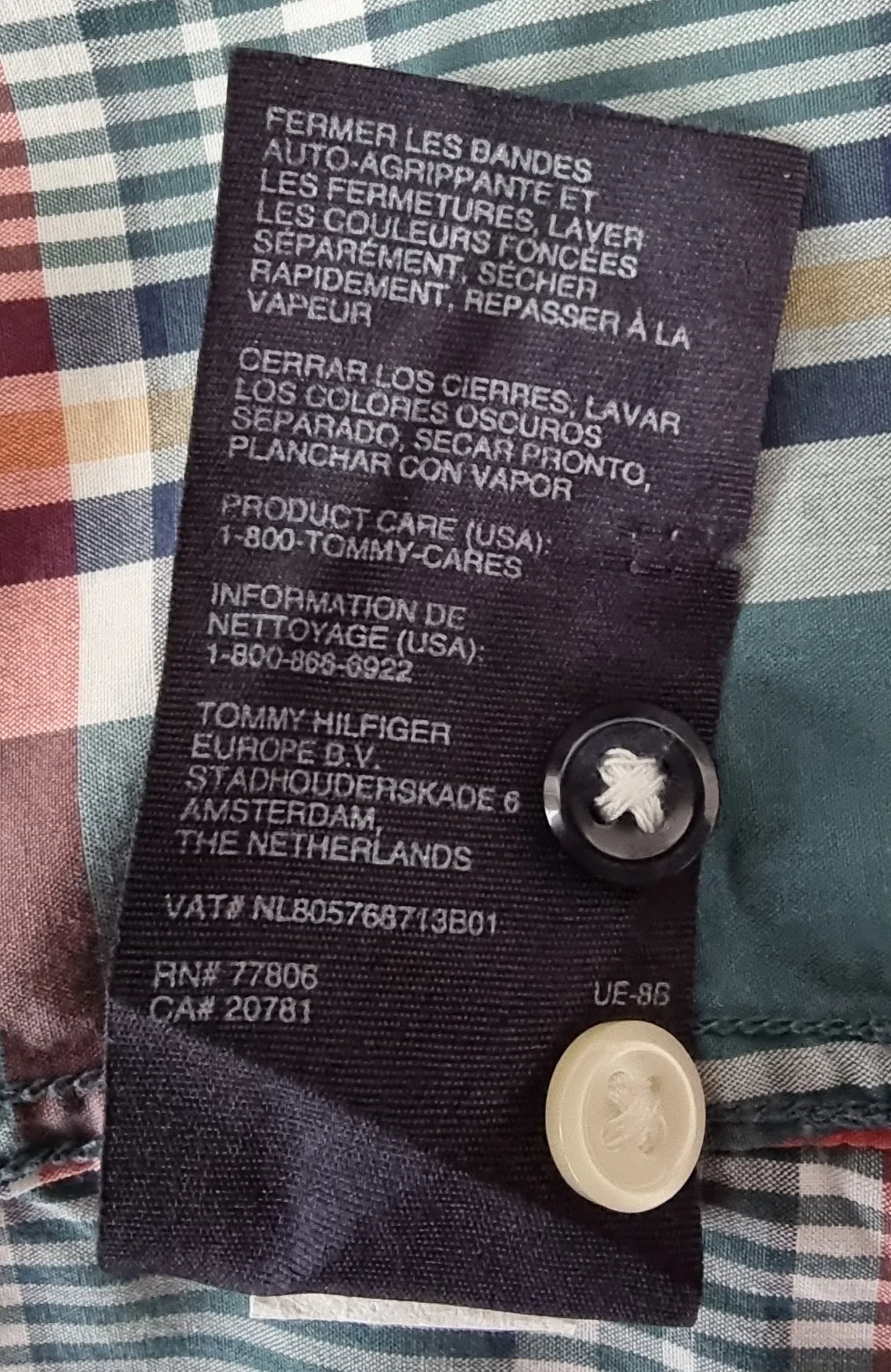 Tommy Hilfiger Men's Green & Red Check Long Sleeve Oxford Shirt Size 40 16 ½ - Timelessfashions