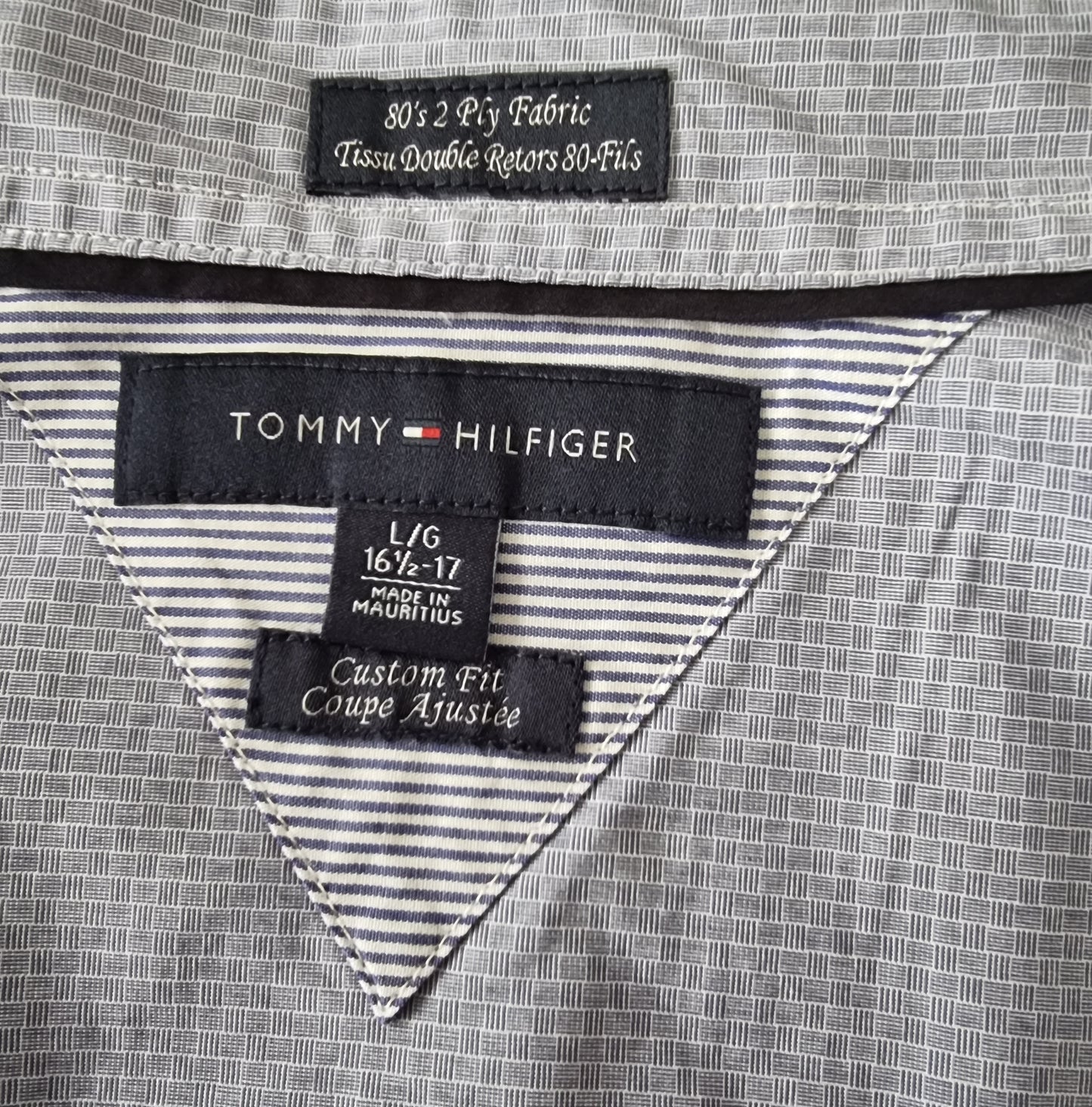 Tommy Hilfiger Men's Blue Check Long Sleeve Oxford Shirt Size 44 16 ½/17 Timeless Fashions