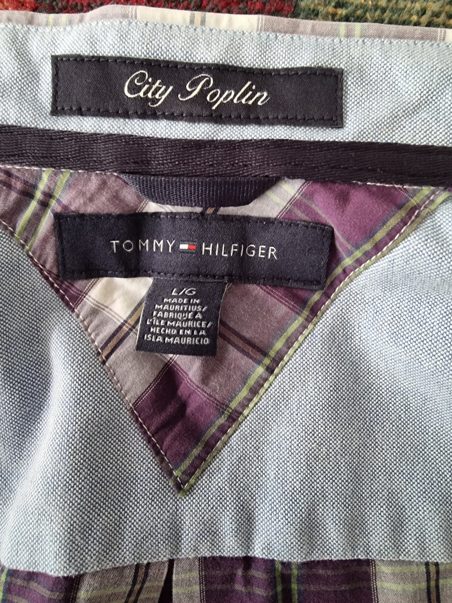 Tommy Hilfiger Men's Mauve & White Check Short Sleeve Oxford Shirt Size 40 18 ½ Timeless Fashions