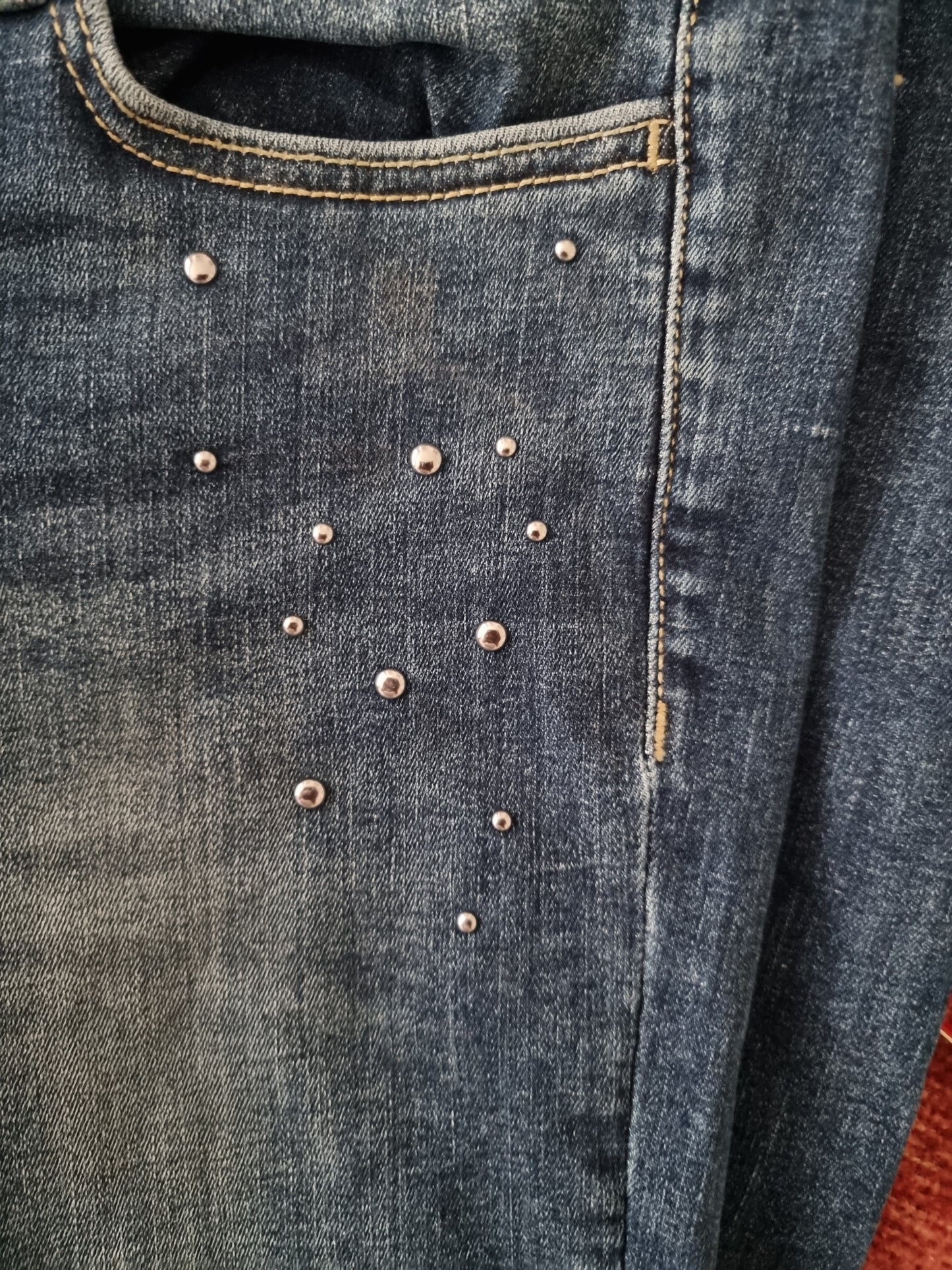 Guess Los Angeles Low Rise Studded Denim Stretch Jeans UK 10 US 6 EU 38 IT 42 Timeless Fashions