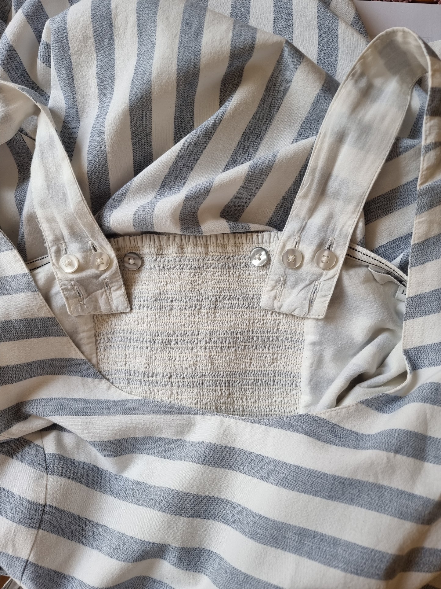 FatFace Ladies Blue White Stripe Lined Pinafore Dress UK 12 US 8 EU 40 Timeless Fashions